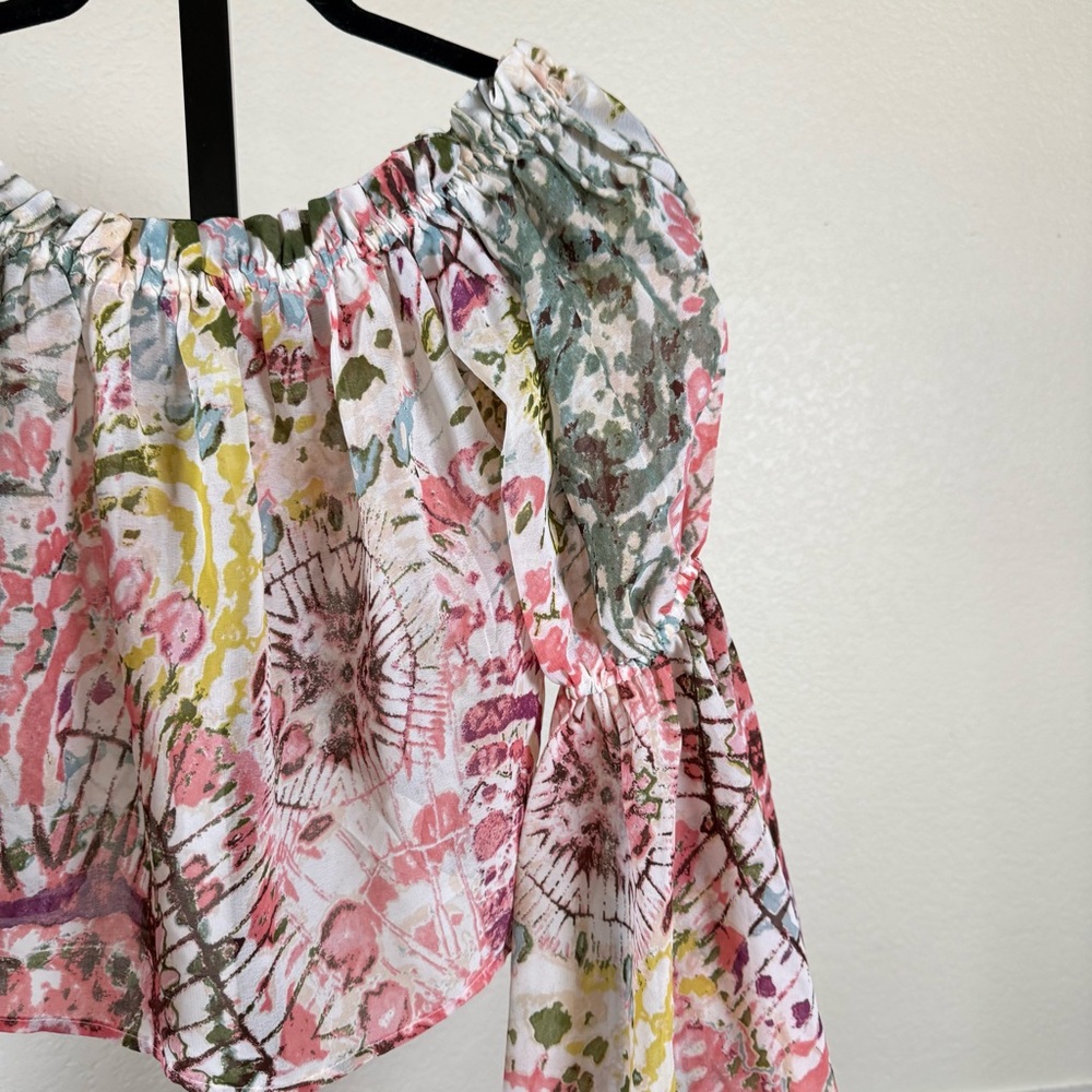 Festival Romantic Boho Crop Top Off Shoulder Ruffle Lightweight Medium Western - Picture 4 of 16